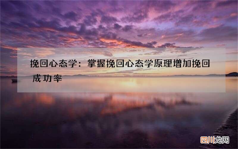 挽回心态学：掌握挽回心态学原理 增加挽回成功率