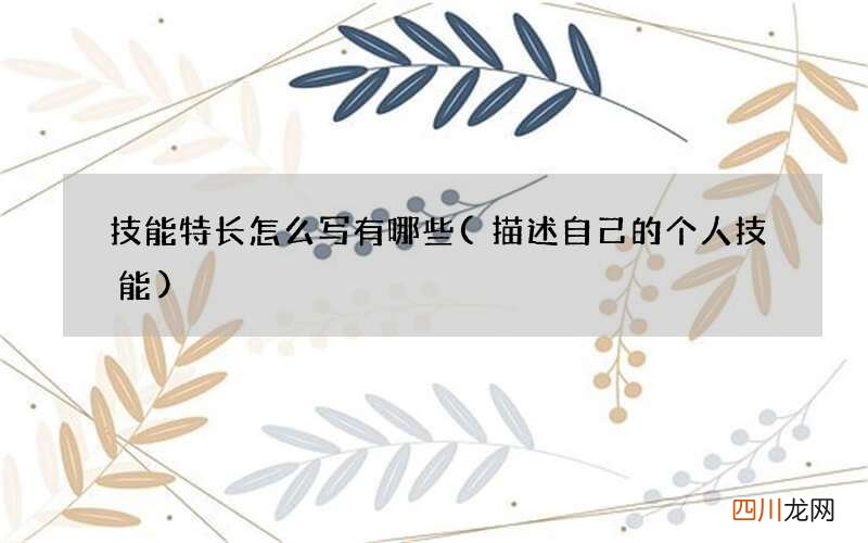 描述自己的个人技能 技能特长怎么写有哪些