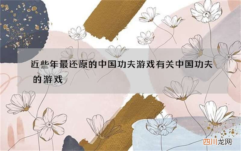 近些年最还原的中国功夫游戏 有关中国功夫的游戏