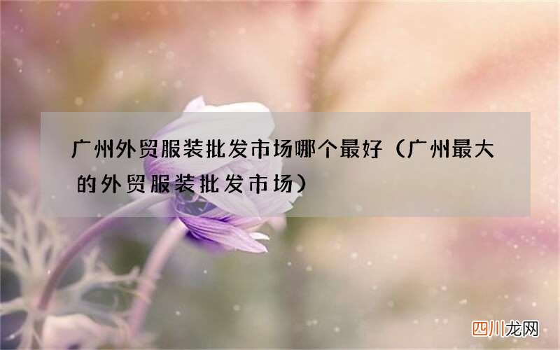 广州最大的外贸服装批发市场 广州外贸服装批发市场哪个最好