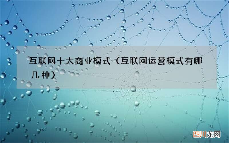 互联网运营模式有哪几种 互联网十大商业模式