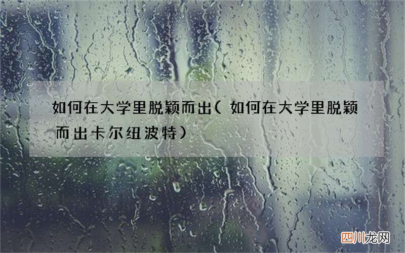 如何在大学里脱颖而出卡尔纽波特 如何在大学里脱颖而出