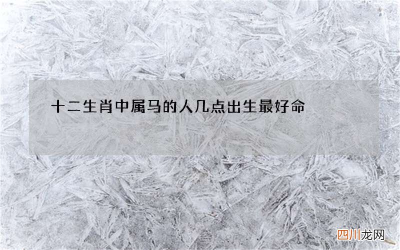 十二生肖中属马的人几点出生最好命