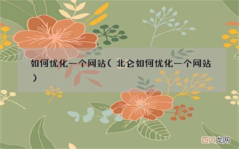 北仑如何优化一个网站 如何优化一个网站
