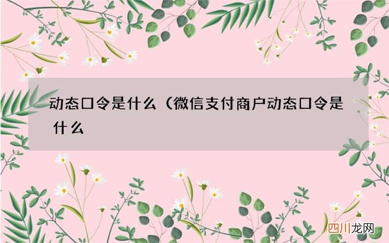 微信支付商户动态口令是什么? 动态口令是什么