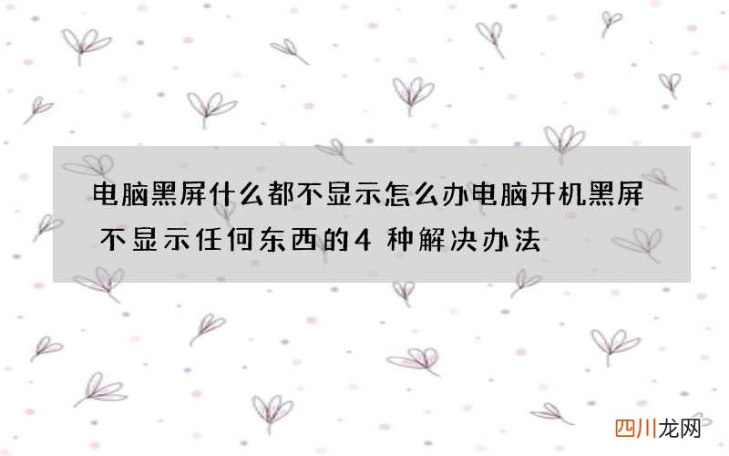 电脑黑屏什么都不显示怎么办 电脑开机黑屏不显示任何东西的4种解决办法