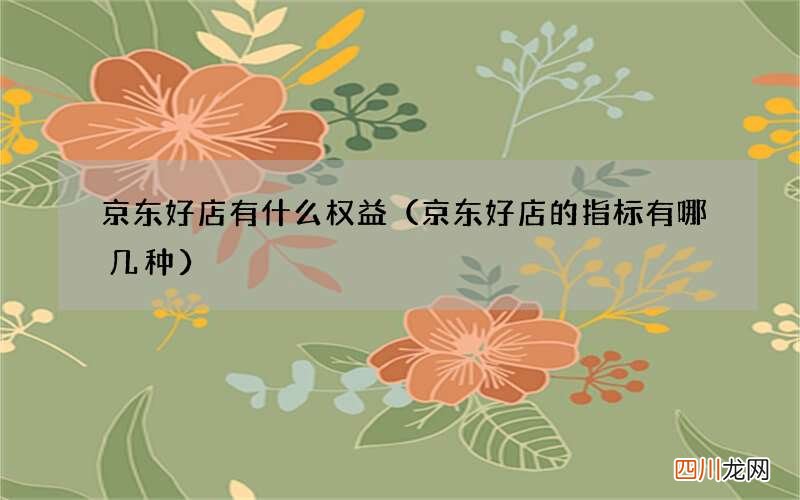 京东好店的指标有哪几种 京东好店有什么权益
