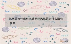 凤凰男为什么对老婆不好 凤凰男为什么没有真爱
