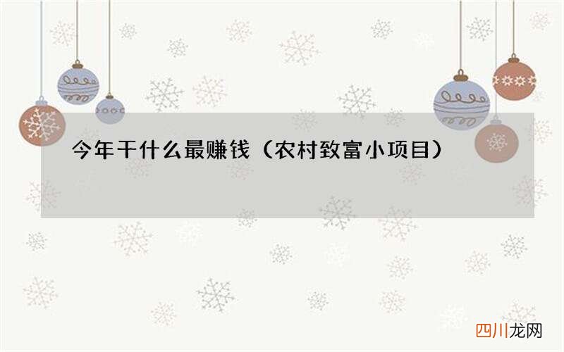 农村致富小项目 今年干什么最赚钱