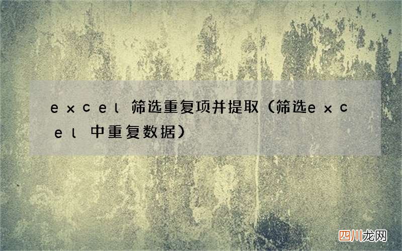 筛选excel中重复数据 excel筛选重复项并提取
