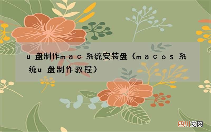 macos系统u盘制作教程 u盘制作mac系统安装盘
