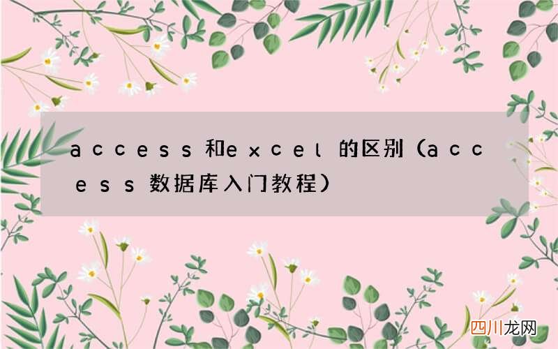 access数据库入门教程 access和excel的区别