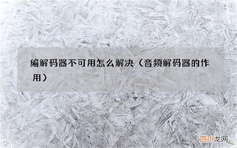 音频解码器的作用 编解码器不可用怎么解决