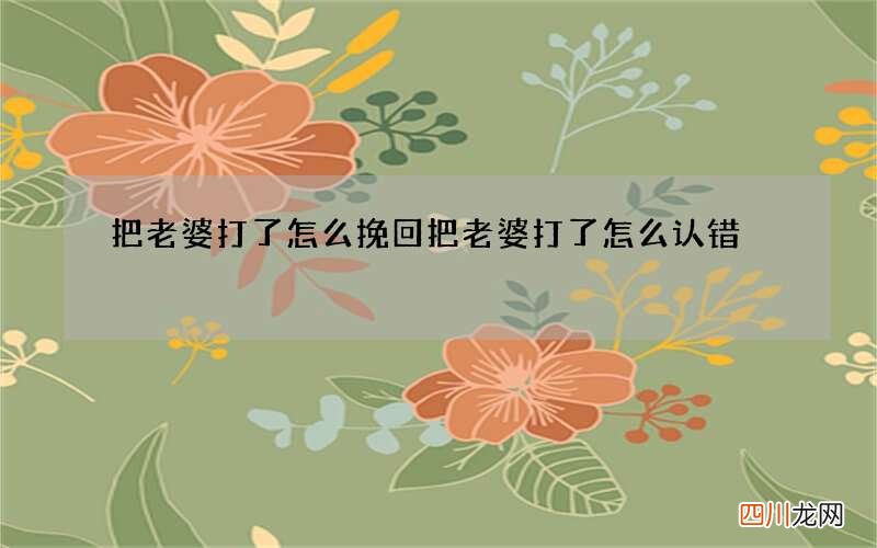 把老婆打了怎么挽回 把老婆打了怎么认错