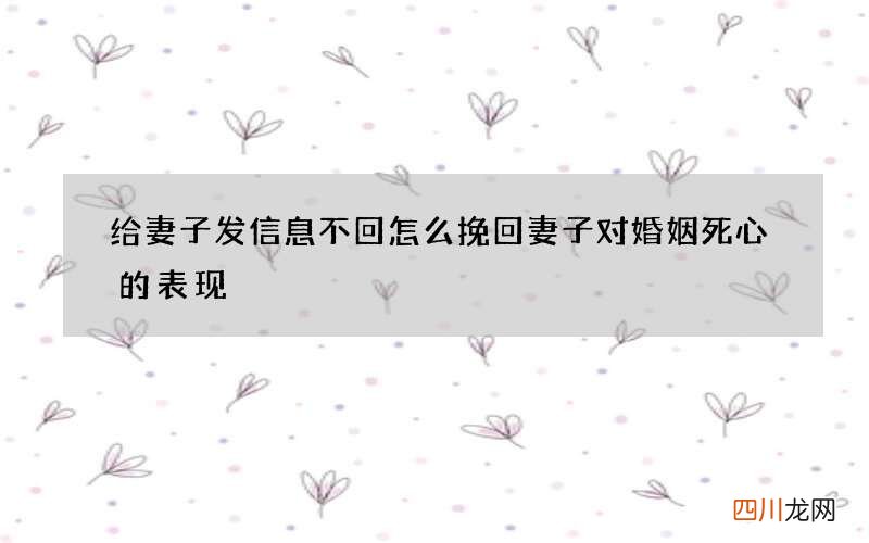 给妻子发信息不回怎么挽回 妻子对婚姻死心的表现
