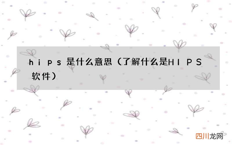 了解什么是HIPS软件 hips是什么意思