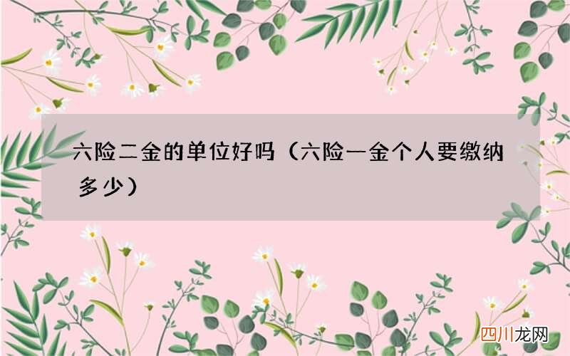 六险一金个人要缴纳多少 六险二金的单位好吗