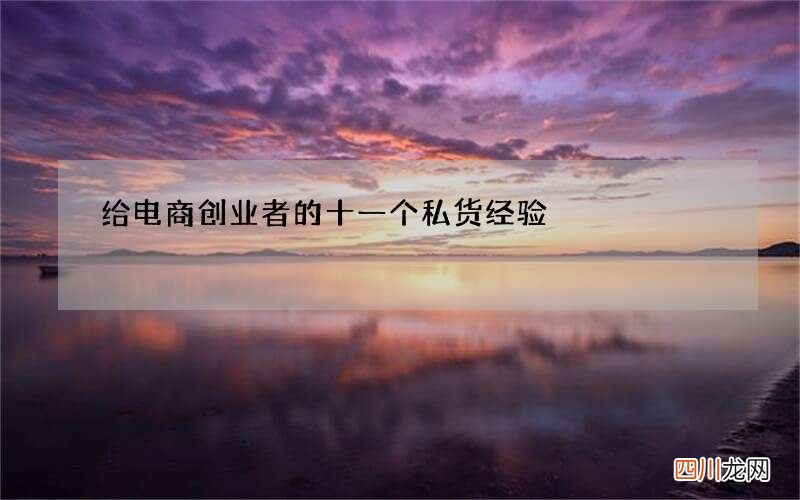 给电商创业者的十一个私货经验