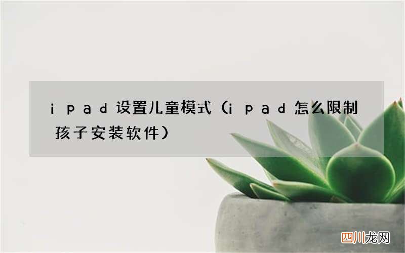 ipad怎么限制孩子安装软件 ipad设置儿童模式