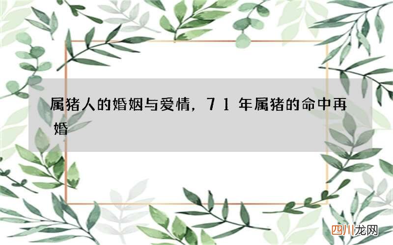属猪人的婚姻与爱情，71年属猪的命中再婚