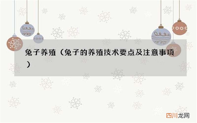 兔子的养殖技术要点及注意事项 兔子养殖