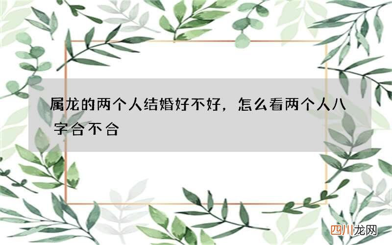 属龙的两个人结婚好不好，怎么看两个人八字合不合