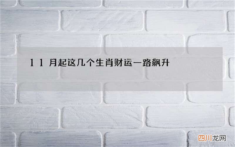 11月起这几个生肖财运一路飙升