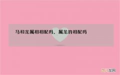 马和龙属相相配吗，属龙的相配吗