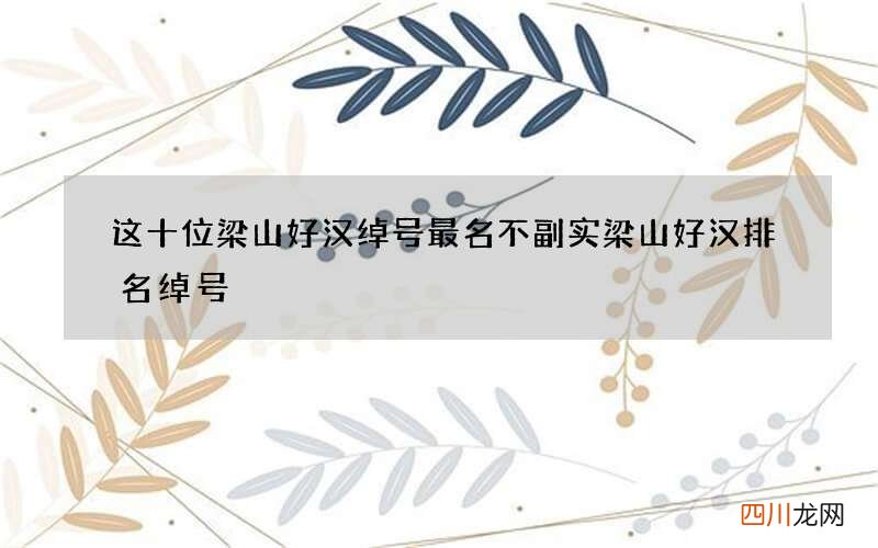 这十位梁山好汉绰号最名不副实 梁山好汉排名绰号