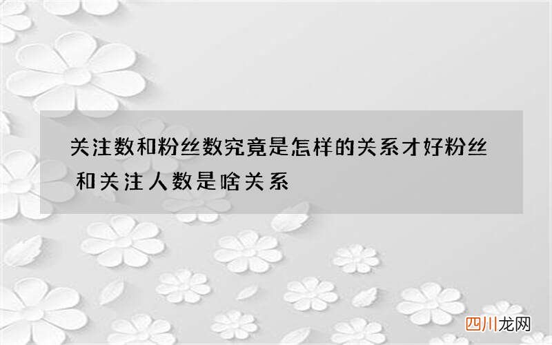 关注数和粉丝数究竟是怎样的关系才好 粉丝和关注人数是啥关系