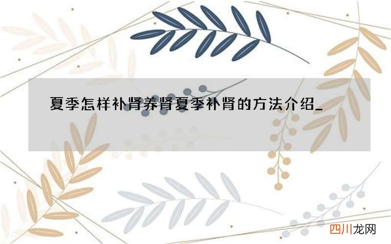 夏季怎样补肾养肾 夏季补肾的方法介绍_