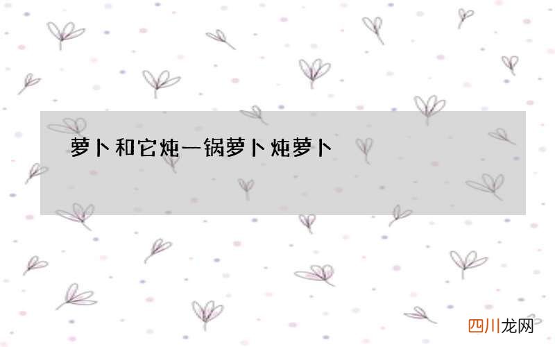萝卜和它炖一锅 萝卜炖萝卜