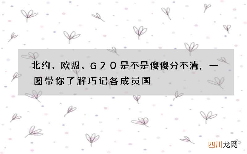 北约、欧盟、G20是不是傻傻分不清，一图带你了解巧记各成员国