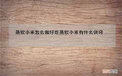 蒸软小米怎么做好吃 蒸软小米有什么诀窍