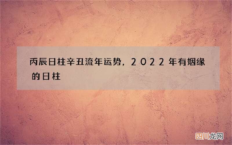 丙辰日柱辛丑流年运势，2022年有姻缘的日柱