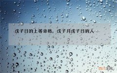 戊子日的上等命格，戊子月戊子日的人