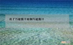 成了万能酱汁 秘制万能酱汁