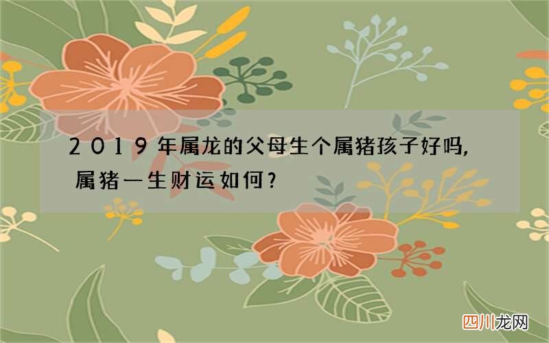 2019年属龙的父母生个属猪孩子好吗,属猪一生财运如何？