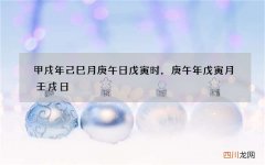 甲戌年己巳月庚午日戊寅时，庚午年戊寅月壬戌日