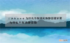 iphone为什么不取消实体静音键 苹果为什么不取消静音键