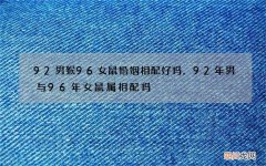 92男猴96女鼠婚姻相配好吗，92年男与96年女鼠属相配吗