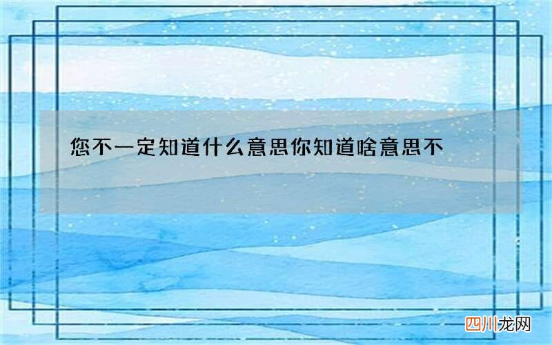 您不一定知道什么意思 你知道啥意思不