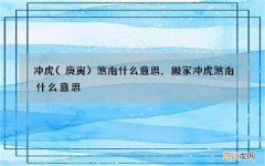 庚寅 冲虎煞南什么意思，搬家冲虎煞南什么意思
