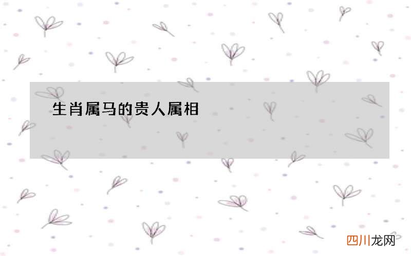 生肖属马的贵人属相