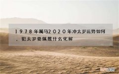 1978年属马2020年冲太岁运势如何，犯太岁要佩戴什么化解