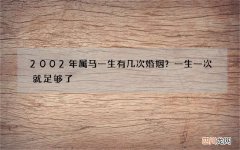 2002年属马一生有几次婚姻？一生一次就足够了
