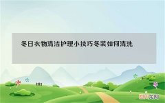 冬日衣物清洁护理小技巧 冬装如何清洗