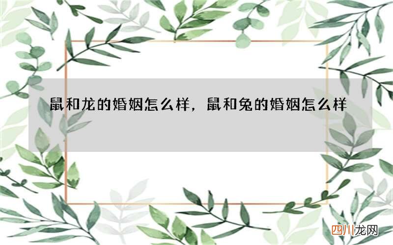 鼠和龙的婚姻怎么样，鼠和兔的婚姻怎么样