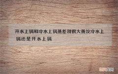 开水上锅和冷水上锅蒸差别很大 蒸饺冷水上锅还是开水上锅