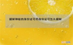 破解神秘的身份证号码 身份证号怎么破解